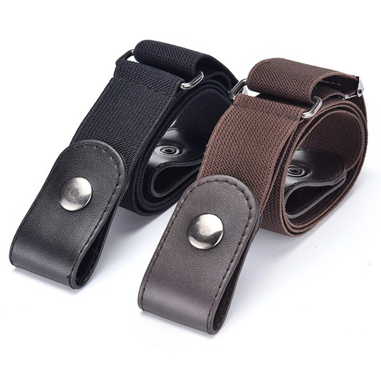 Invisible Woven Fabric Belt Without Buckle For Jeans Elastic Stretch Leather Waist Belt