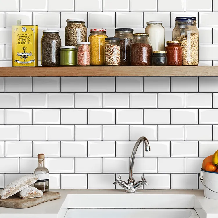 faux ceramic bathroom 3d self adhesive wallpaper peel and stick mosaic kitchen backsplash sticker white brick subway tiles