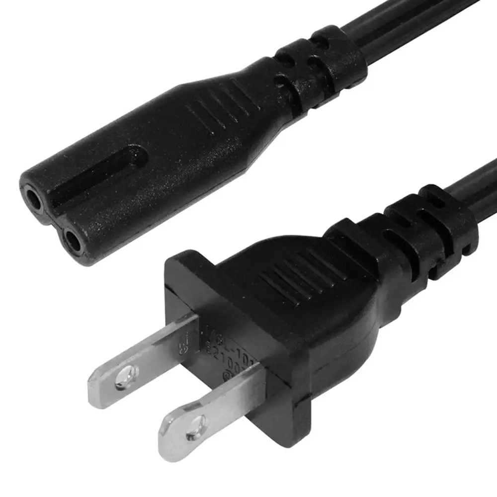 220V 16AWG Ac Extension Cable Polarized US 2 Prong Us 2Pin Plug to Iec C7 Power Cord for Hair Dryer