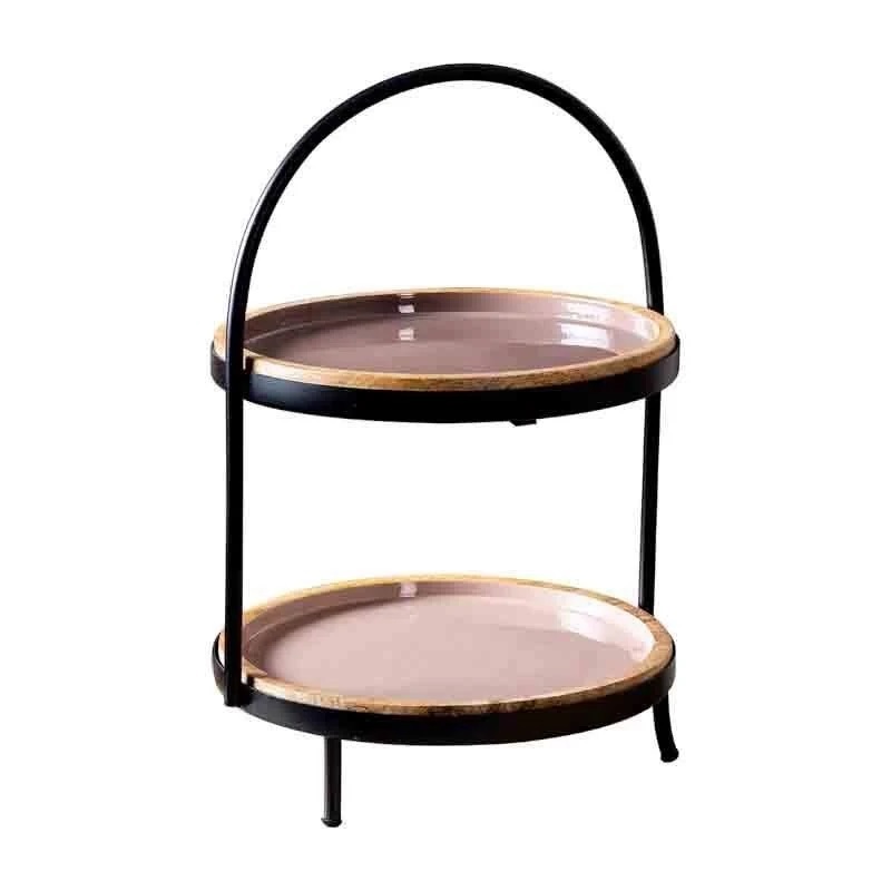 High Quality 2-Tier Rustic Wood Cake Stand Cupcakes Desserts Tree Stump Serving Elegant Wooden Tray Plate Excellent Baking Decor