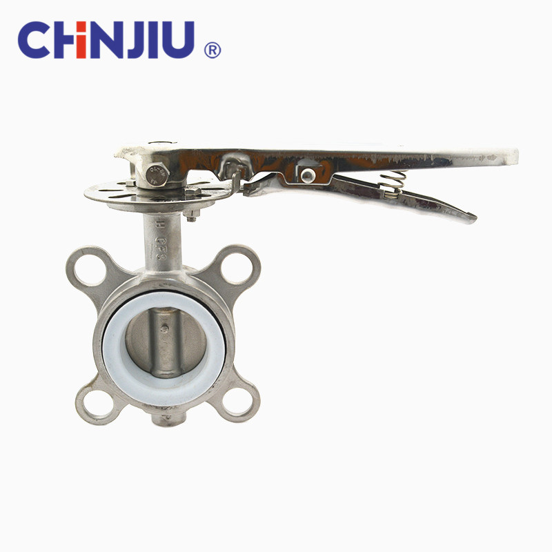 Колесо вафельного типа PN10/PN16/150LB/JIS10K SUS304 корпус PTFE/EPDM сиденье из нержавеющей стали рычаг из ковкого чугуна клапан-бабочка