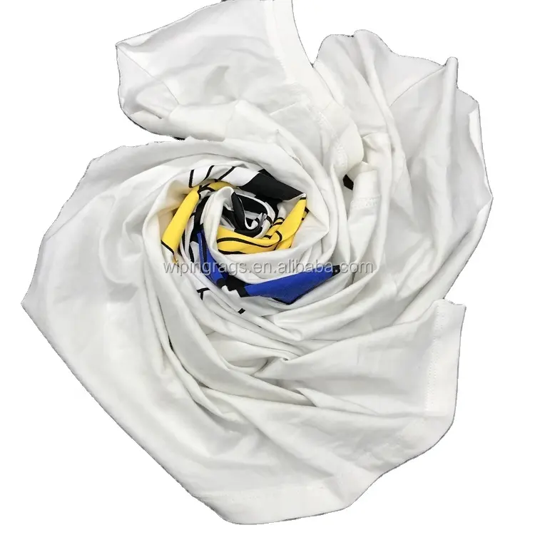 Factory privided printed white rags tshirt rags garment cutting clips cotton10kg marine cleaning cloth
