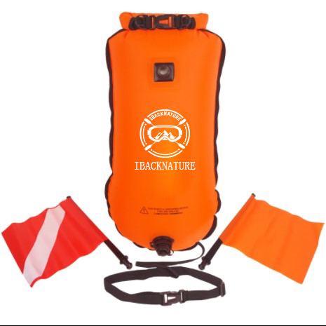 Waterproof Dry Bag back with flag for Kayaking, Beach, Rafting, Boating, Hiking, Camping and Fishing