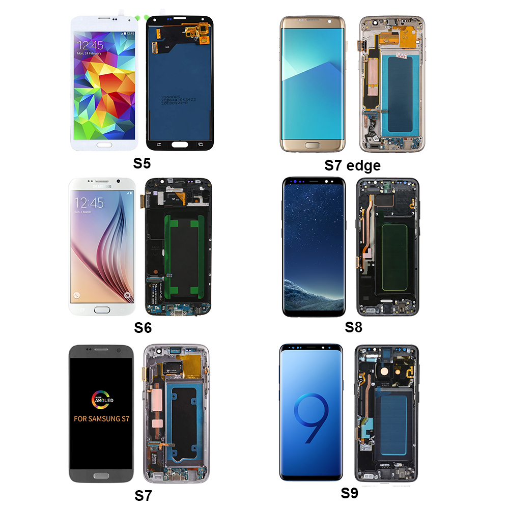 Samsung Lcd S4 S5 S6 Edge Plus Mobile Spare Parts Combo Lcd Screen Replacement For Samsung S7 Edge S8 S9 S10 Lcd Display