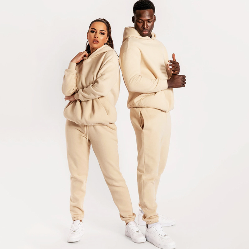 2021 New Design Autumn Winter Custom Logo Unisex Casual Leisure Loose Style Sports Pantsuit with Hoodies Jogging Sweatsuit
