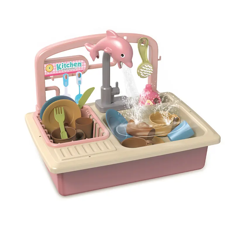 Amazon hot sale electric dishwasher toy kitchen sink toy with running Water for kids pretend play