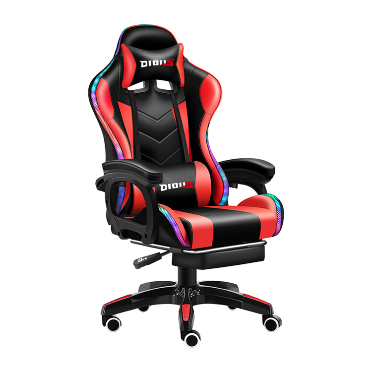 2021 Заказной черный кожаный с подсветкой Sillas Gamer Led rgb игровой стул