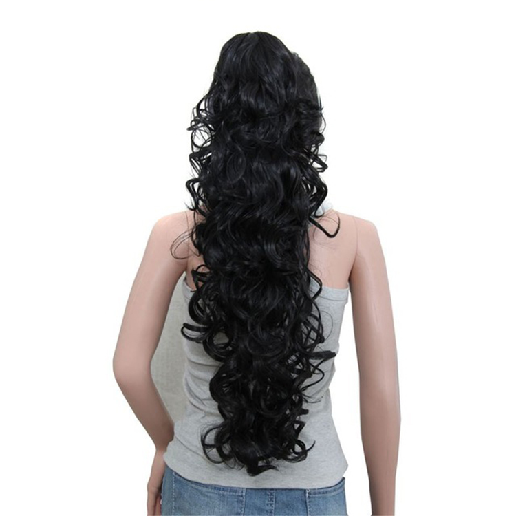 High Temperature Fiber Synthetic Afriacan Women Long Loose Wave Curly Wave Claw Clip In Ponytail Hair Wigs Extension