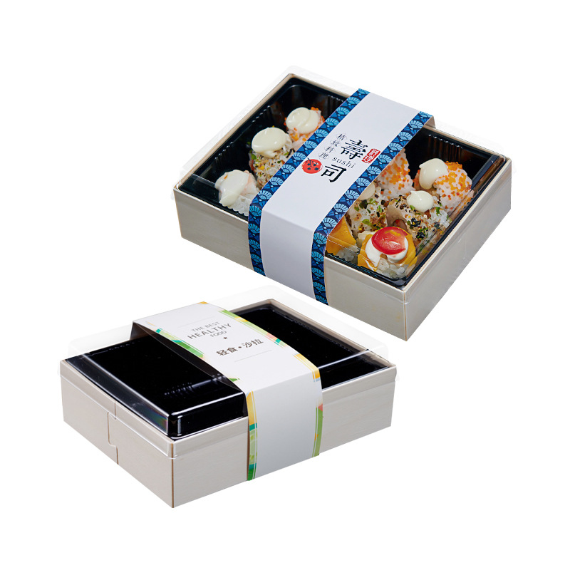 Wooden lunch box environmentally friendly biodegradable Japanese salad sushi takeaway box