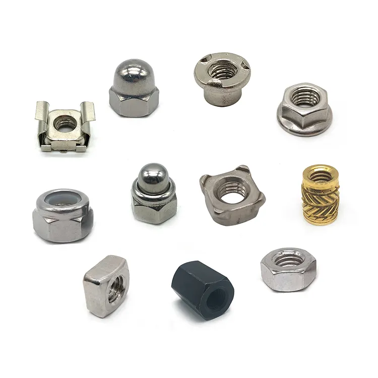 China wholesale customized dome cap nut insert square cage lock heavy coupling hex nuts stainless steel weld hex flange nut