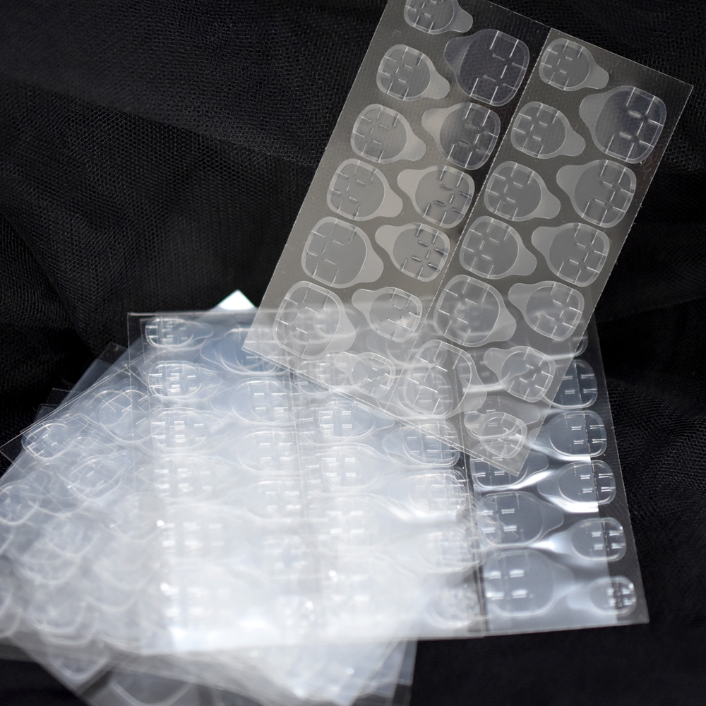 Silicon fake nails adhesive tabs Jelly, 24 count each sheet stickers for fake nails