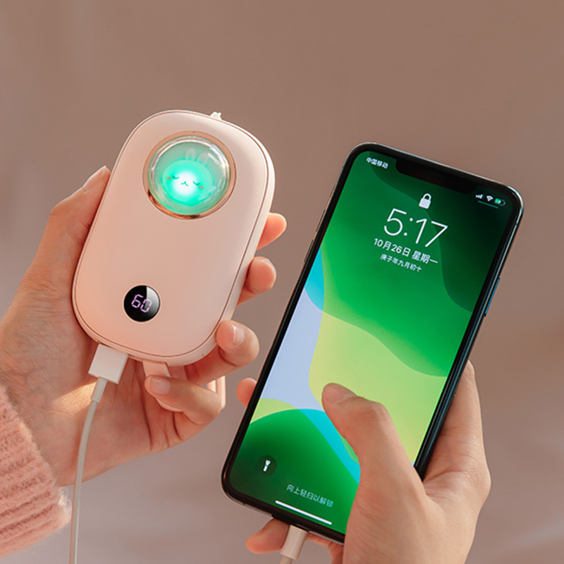 2021 New USB Rechargeable Portable Mini Cute Powerbank Hand Warmer LED Display 10000mAh Power Bank for Promotional Gift