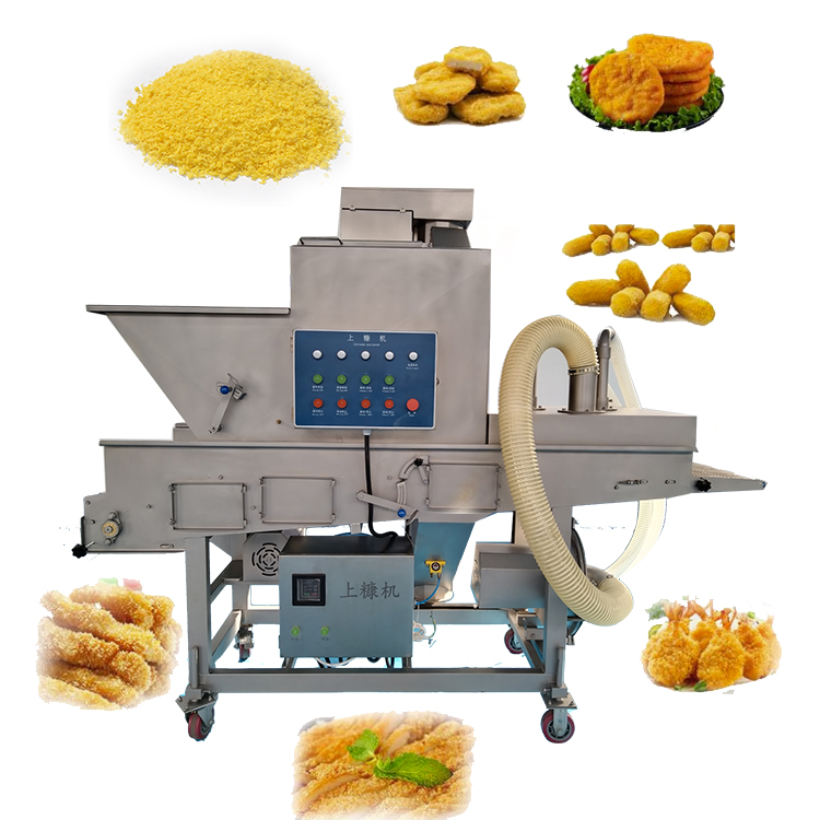 Fully automatic breading machine for chicken and fish fillets, stainless steel dried bread crumb loading machine