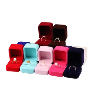 Jewelry Gift Box Square Rings Packaging Display Portable Travel Case Velvet Ring Box Ring Jewelry Box