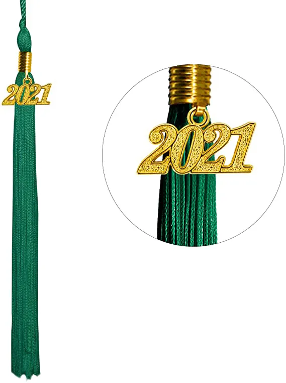 Shiny Emerald Green Graduation Cap Gown with Tassel