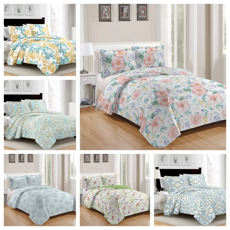 New style bedding set luxury comforter microfiber 3 pieces quilt set king size bed cover with 2pillowcase