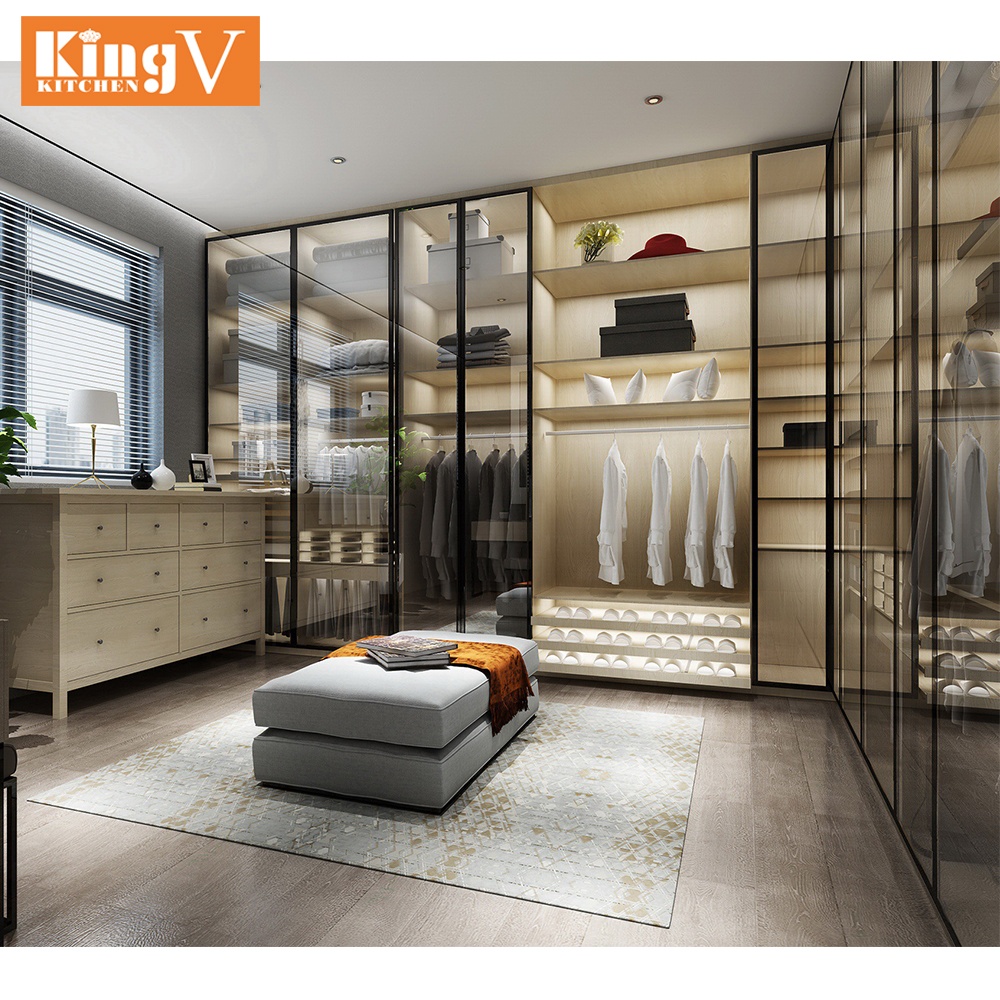 Bedroom wardrobe and cloakroom lockers glass doors are cheap and high-quality customization
