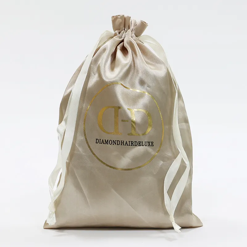Logo Printed Custom Satin Drawstring Bags Wholesale Drawstring Pouches For Packaging