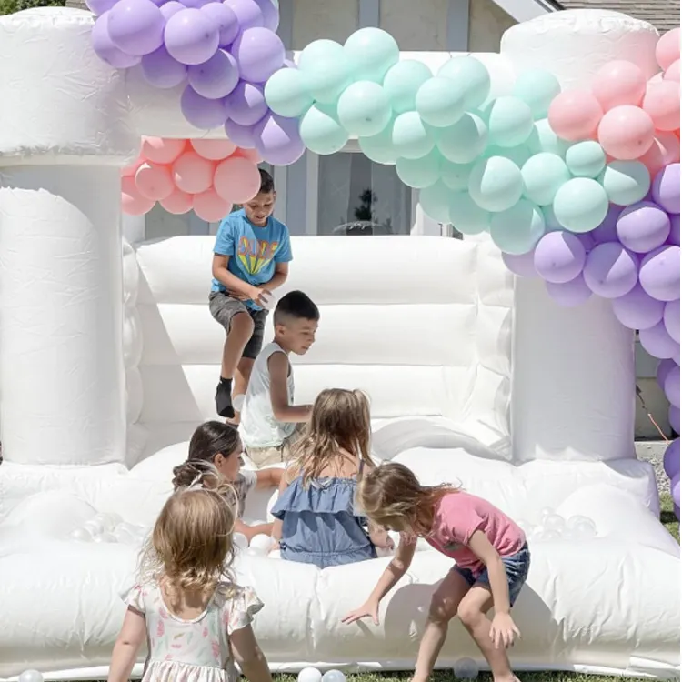 Commercial White Inflatable Bouncy Castle With Ball Pit Soft Play Bounce House Toddler White Inflatable Jumper