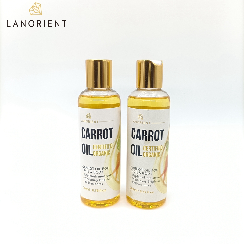 Private label 200ml natural organic cold Whitening brightening Anti Aging face body skin glow carrot seed oil for black skin
