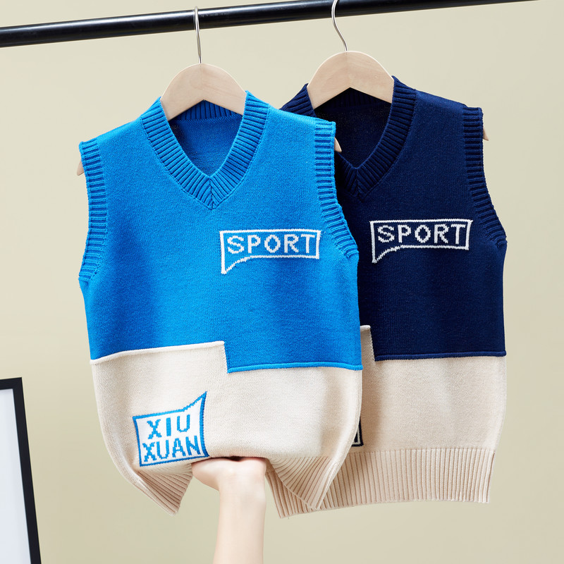2021 new Color matching kids boy sweater vest in spring summer