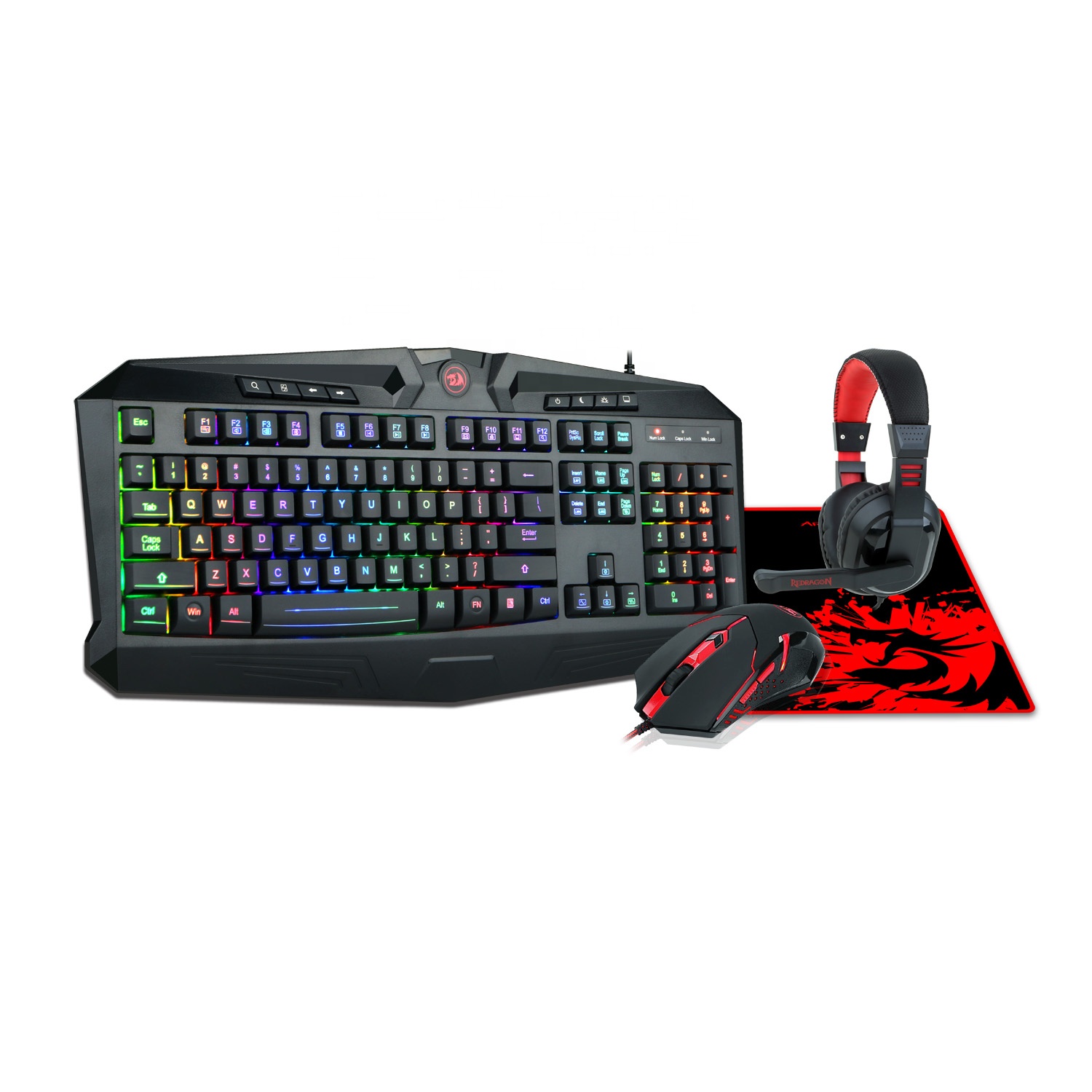 Redragon S101-BA RGB механическая клавиатура и мышь и гарнитура коврик для мыши и 4 в 1 комбо