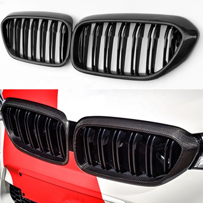 Замена G30 G38 передний бампер решетка для BMW 5 серии M5 G31 520i 530i 540i 2-планка углеродного Черная передняя решетка 2017 +