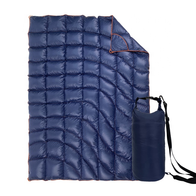 Lightweight Sherpa Nylon Puffy down Blanket for Winter Quilted with Duck Down for Outdoor Camping