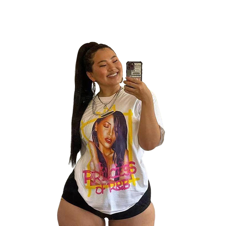 Dropship Print T-shirts High Quality Digital Printing Custom Design Dtg Printed T Shirt Graphic T Shirts For Lady