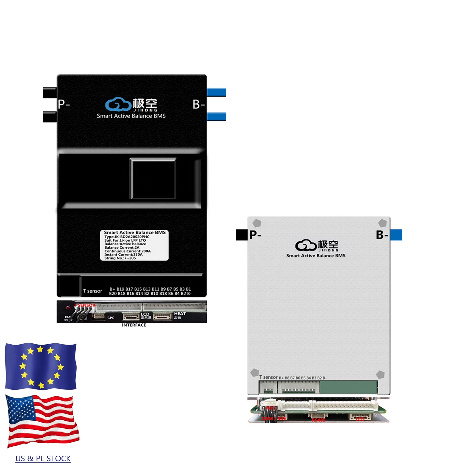 Интеллектуальный стабилизатор батареи JKBMS US EU Stock DDP BMS 7 ~ 24S 40 ~ 200A 0,4 ~ 2A, интеллектуальный активный стабилизатор LFP Li-Ion LTO RS485 CAN BT