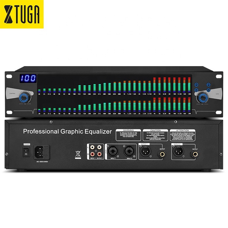 Professional DJ System New 2U Dual 31 Bands Audio Effect DSP Processor Graphic Digital Equalizer for Stage Home Karaoke