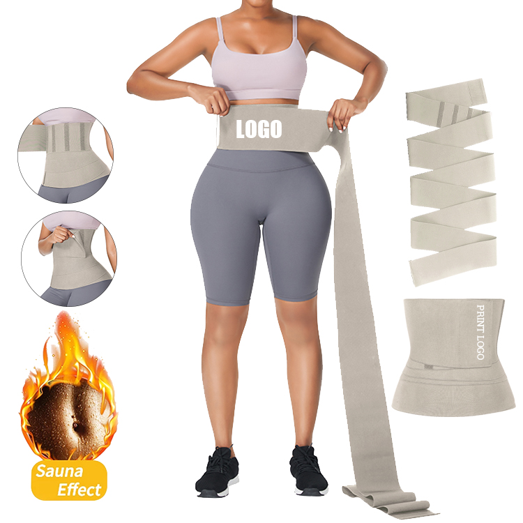 Custom Logo Women Tummy Lose Weight Bandage Compression Waist Wrap One Size Waist Trainer Shaper