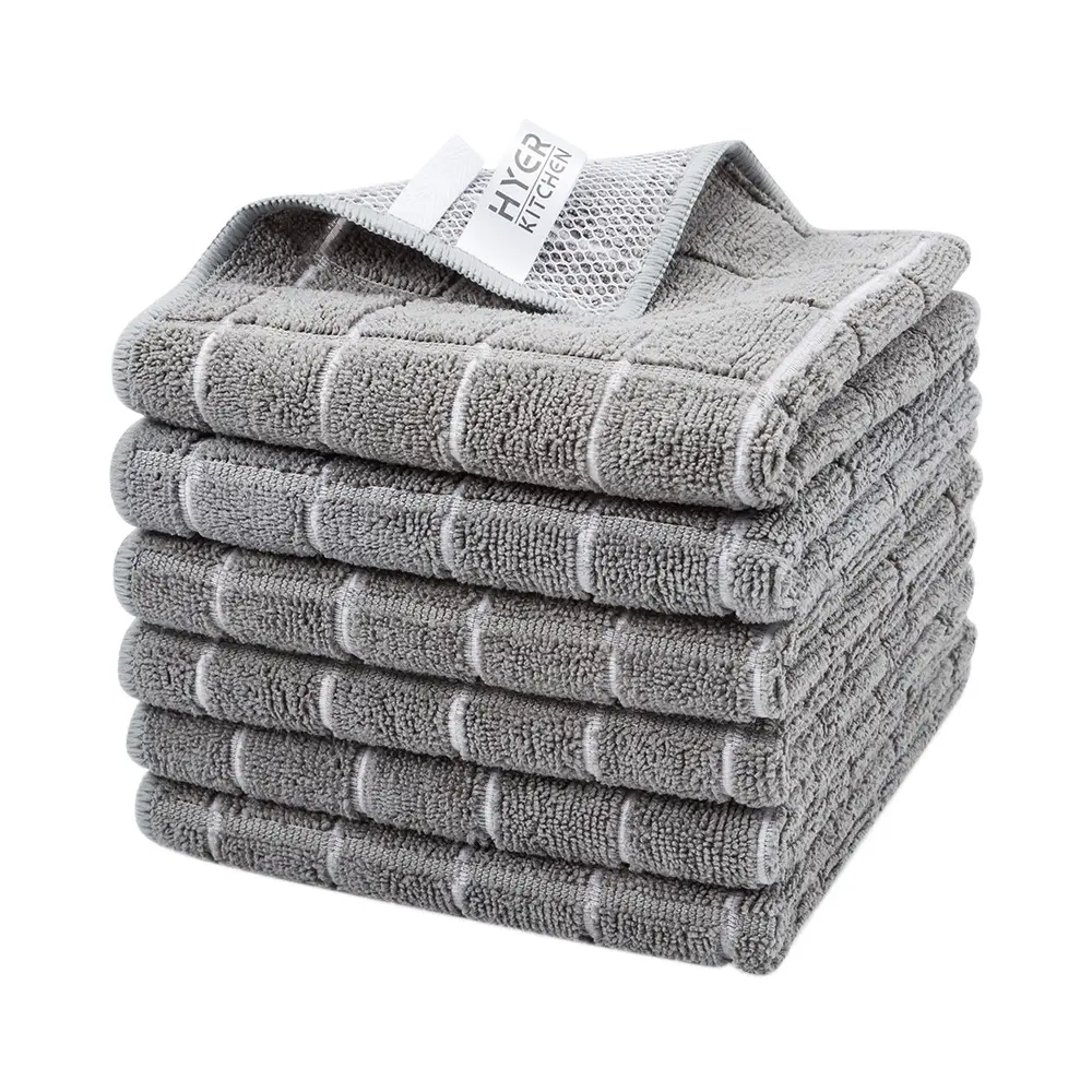 Super Absorbent Soft Solid Color stripe check design microfiber clean dish towels microfiber kitchen towels