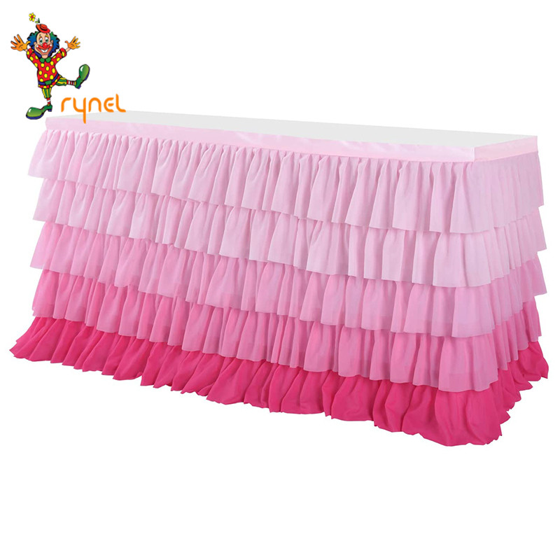 5 color in stock Rectangle T or Round Tutu Table Skirting for Party Wedding birthday ruffled Tulle chiffon Table Skirt