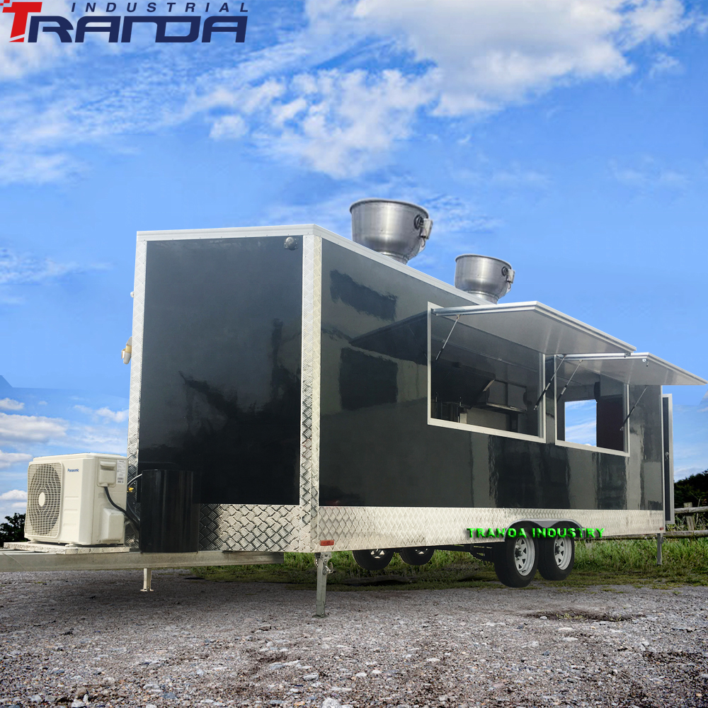 New Large American Standard Style 7X 23 Barbecue Mobile Food Trailer Big Pizza Waffle Mobile Fast V nose Food Trailer