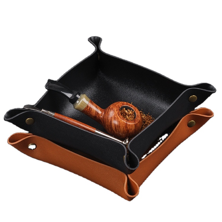 Pipe Accessories Tool Folding PU Key Coin Wallet Phone Storage Tray Tobacco Straw Leather Valet Tray