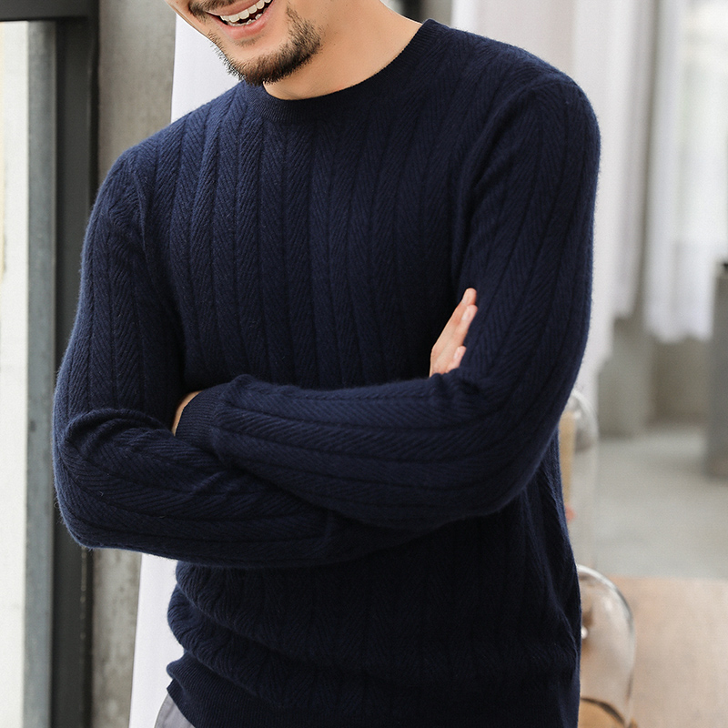 2020 Зимние теплые брюки на каждый день модная Slim Fit с О-образным вырезом и 100% кашемировый вязаный свитер с длинным рукавом с мужчины