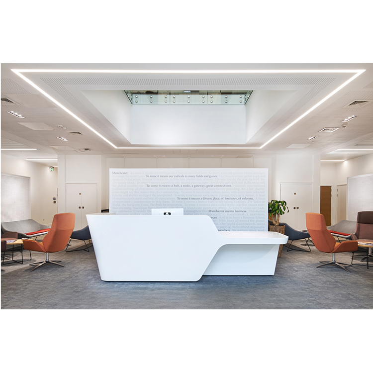 Топ 10, горячая распродажа, белый Corian, твердая поверхность, каменная светодиодная подсветка, стойка для салона красоты