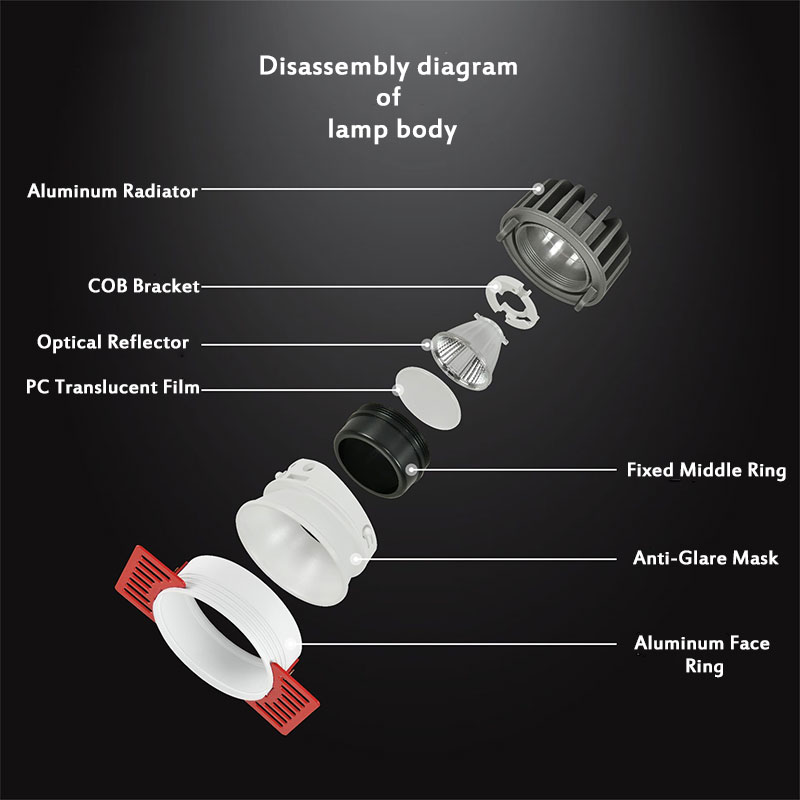 Anti glare commercial office indoor spotlights 16W ceiling wall washer led spot light recessed cob spot light