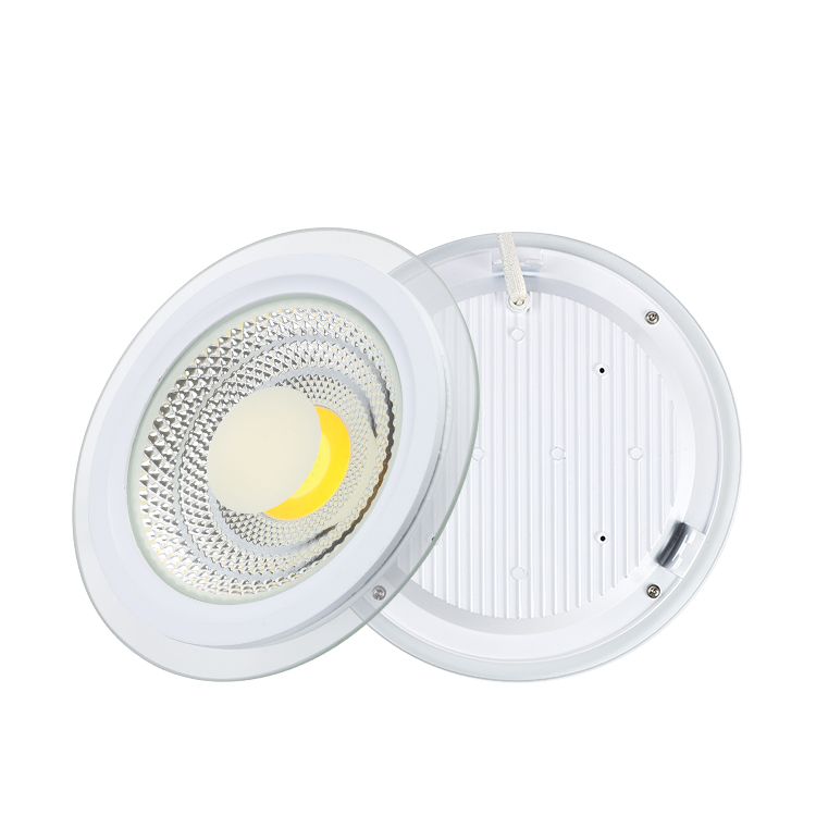 Energy saving aluminum frame 5w 7W 10w 15w 24w COB glass downlight light skd raw material glass ceiling panel light