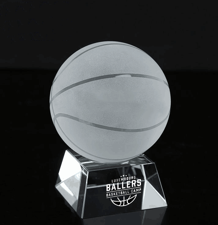 wholesale High quality crystal ball basketball football trophy award custom glass football trophies and medal for sport events