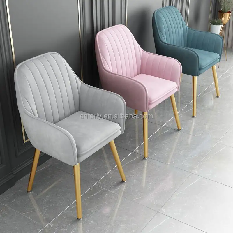 Luxury modern accent chair living room furniture home furniture sofa metal base velvet chair