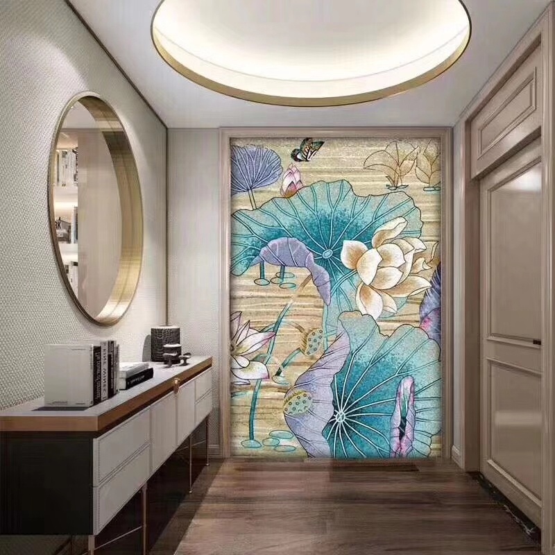 House Decorative Crystal Glass Mosaic Tile Flower Cutting Pattern Mosaic Glass Mosaic Art Mural