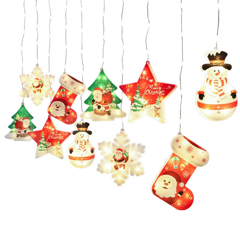 Sinyoo Christmas Lights Decoration Christmas Tree Listing Snowman Pendant Lamp String Christmas Copper Wire Icicle Lights