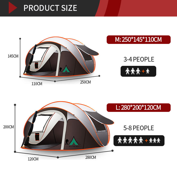 Amazon Hot Selling Waterproof Portable Foldable Pop Up Outdoor Tents for Sale Stocked Large Automatic Camping Roof Top Tent