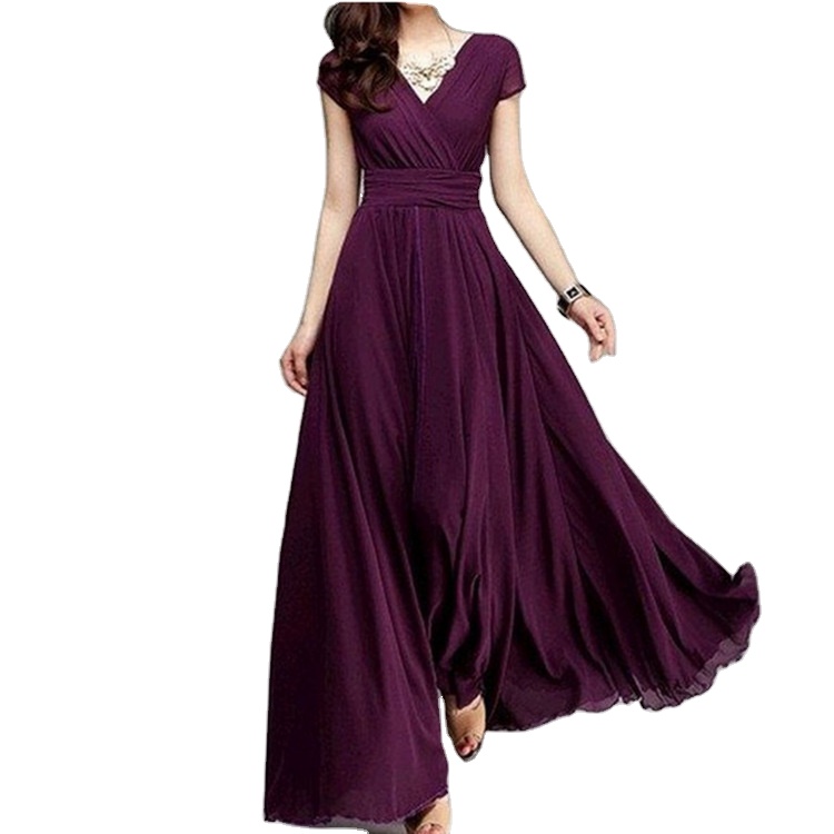 Backless Satinladies Prom Dress for Quinceanera Popular Design v-neck Fashion Elegant Plain Simple Custom Summer