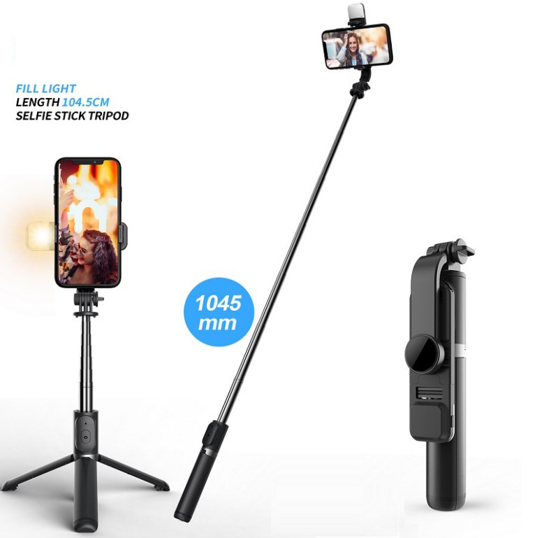 2021 Hot Sell Wireless Blue tooth Selfie Stick Foldable Mini Tripod With Fill Light Shutter Remote Control Wireless Selfie Stick