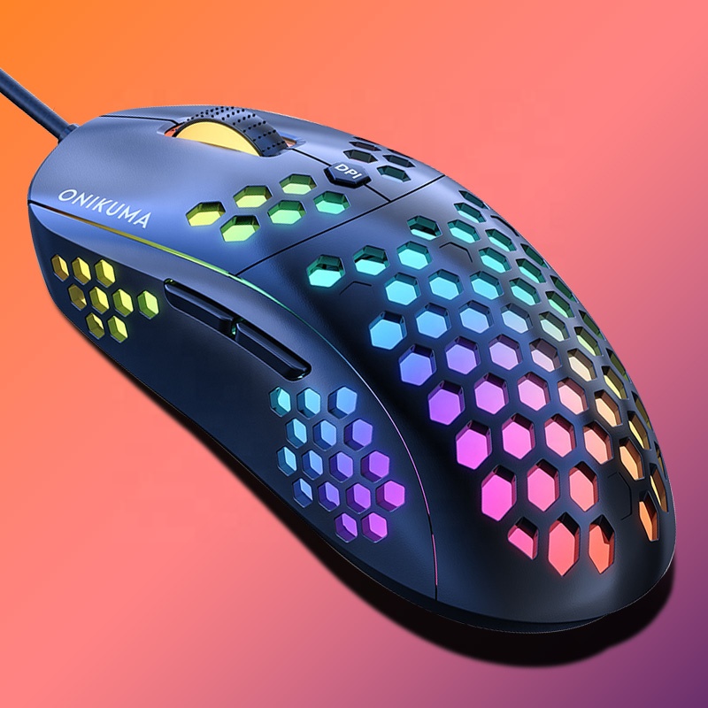 ONIKUMA CW903 Ультралегкая сотовая высокочувствительная Проводная игровая мышь 7 цветов, программируемый драйвер для ПК геймеров, Xbox, PS4