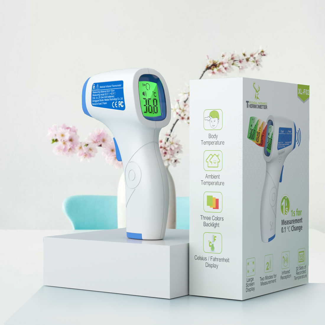 Bucks Custom Infraded Thermometer Thermometer Gun Digital Forehead Infrared Thermometer