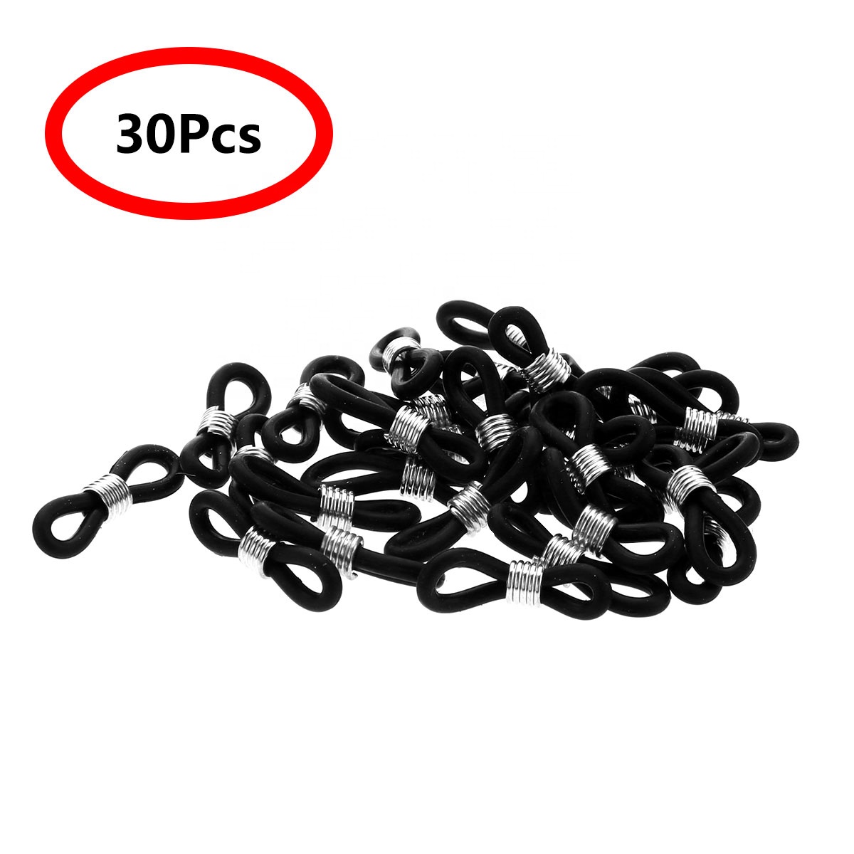 30Pcs Ear Hook Eyeglasses Spectacles Chain Glasses Retainer Anti-Slip Ends Silicone Sunglasses Cord Holder Strap Loop Connector